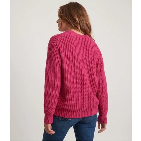 Marine Layer Chunky Oversized Crewneck Sweater Size XS Pink Rose Violet - Picture 3 of 13
